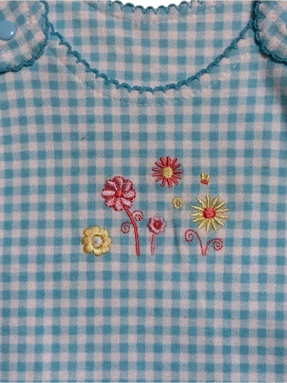 Vintage First Impressions Baby Girl Bubble Romper 6-9M Blue Gingham NWT Floral - Picture 2 of 9